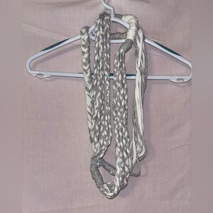 Chic Braided Scarf in Gray and White